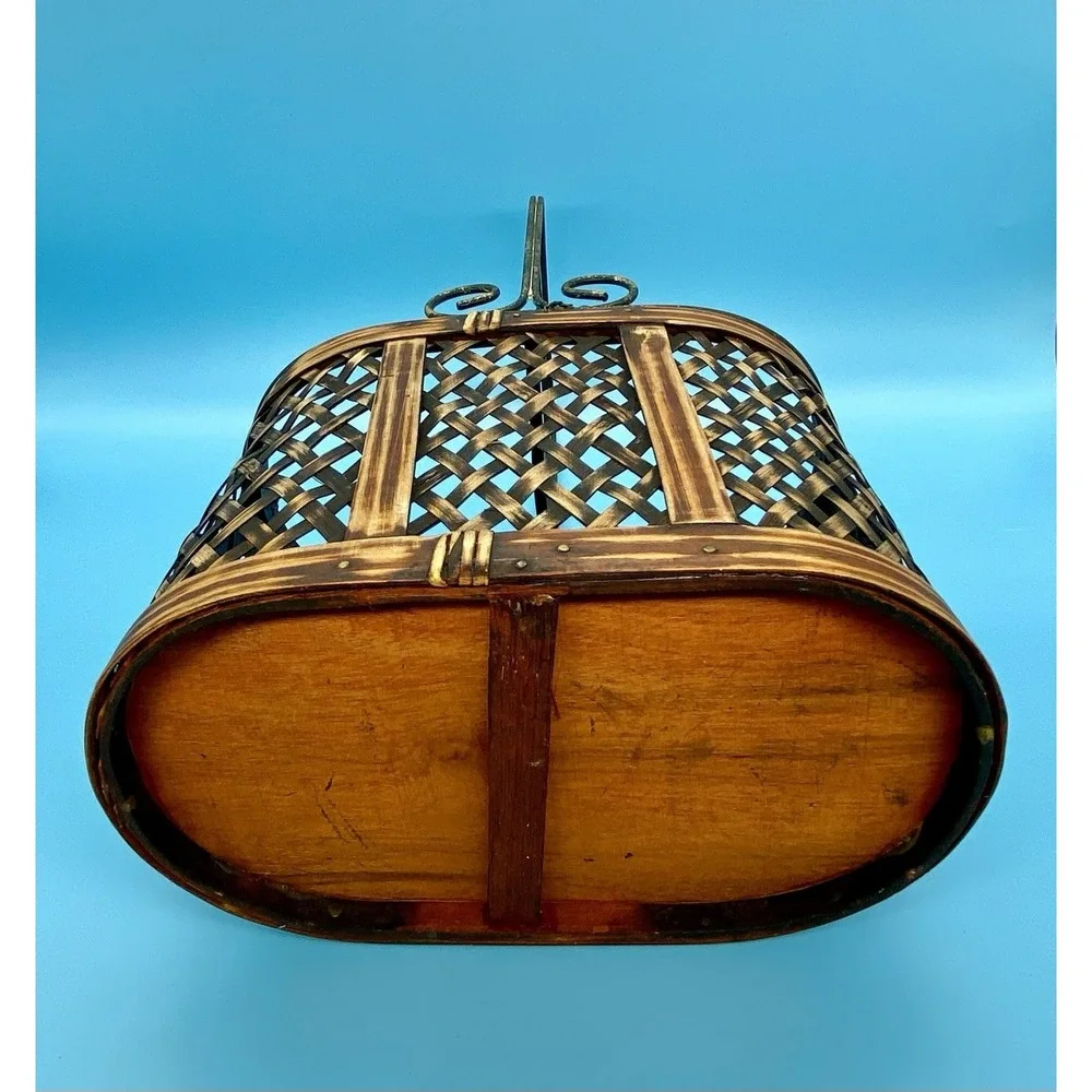 Wicker and Metal Double‎ Wine Bottle Holder basket